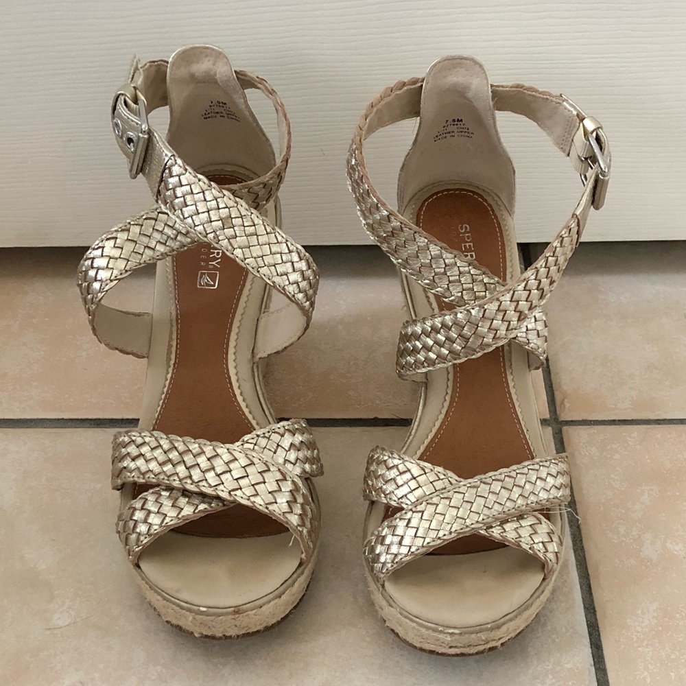Gold Sperry Wedges